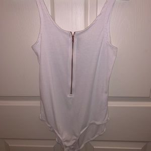 White Zip Up Bodysuit Rue21
